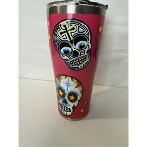 Tervis Tumbler Sugar Skulls Halloween Pink Stainless 30oz Day of the Dead